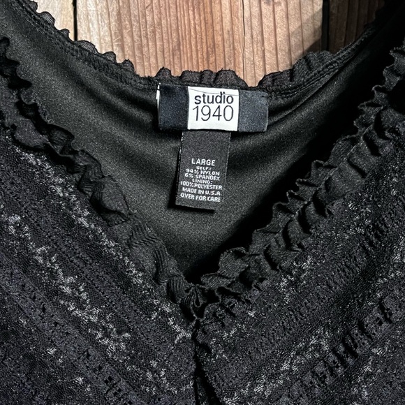 Studio 1940 Whimsigoth Romantic Black Feminine Ruffle Lace 90’s Y2K Tank Sz L - Picture 5 of 13